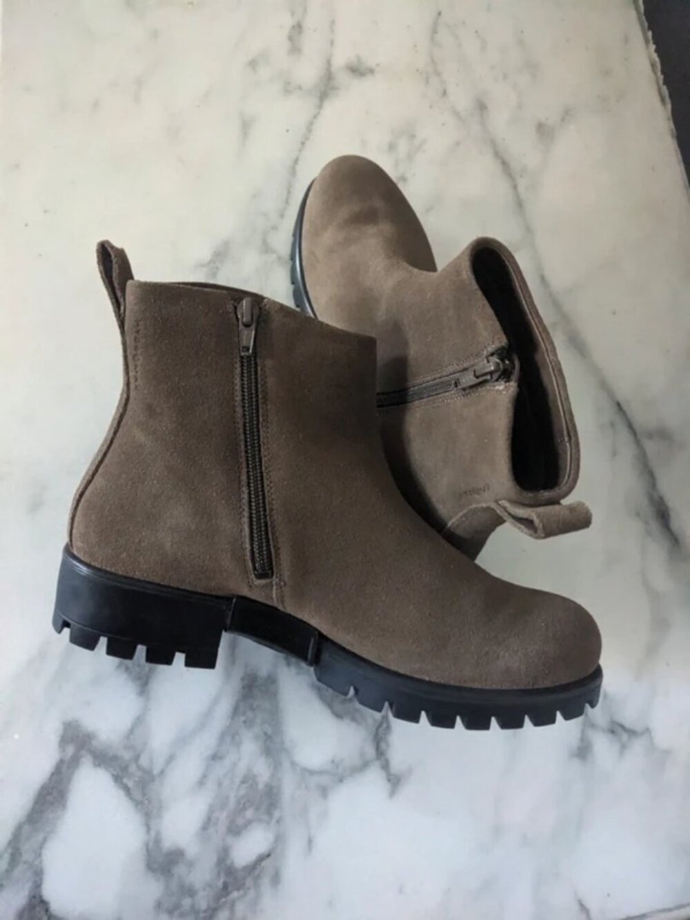 Full Grain Leather Taupe Booties - Ecco